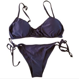 Dark Chocolate Brown Padded Side Tie Bikini Size S